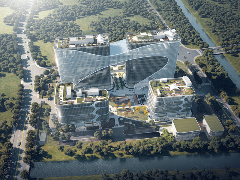 共建未来丨w66利来国际股份（上海）创新基地亮相“2023年闵行区重大工程项目开工仪式”主会。
